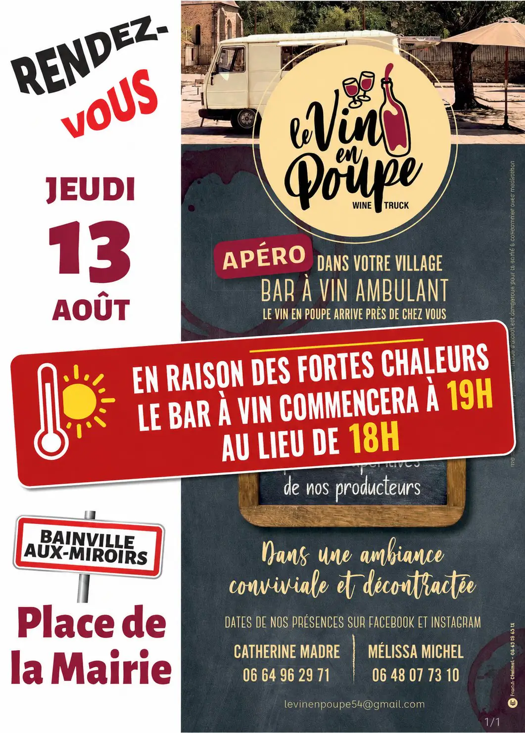 APÉRO BAR A VIN - MODIFICATION HORAIRES