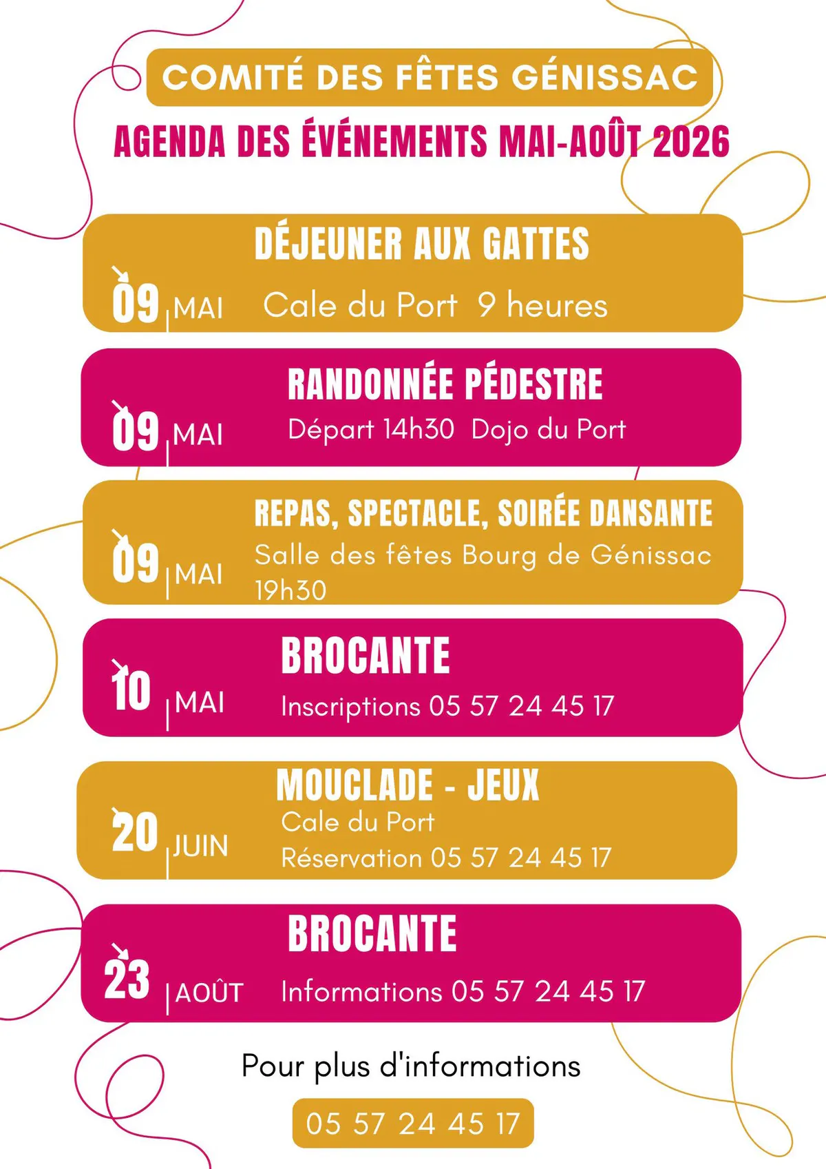 Agenda du comité des fêtes