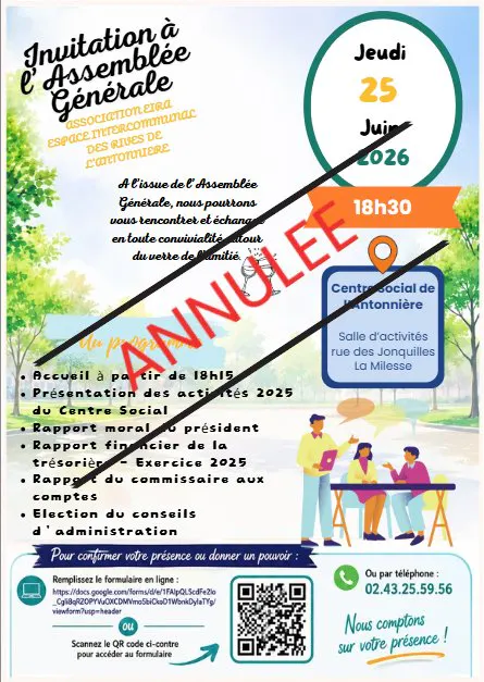 Annulation Assemblée Générale Centre Social Eira