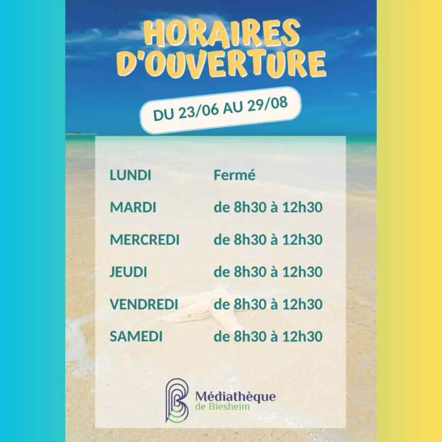 Horaires d&#8217;été à la médiathèque