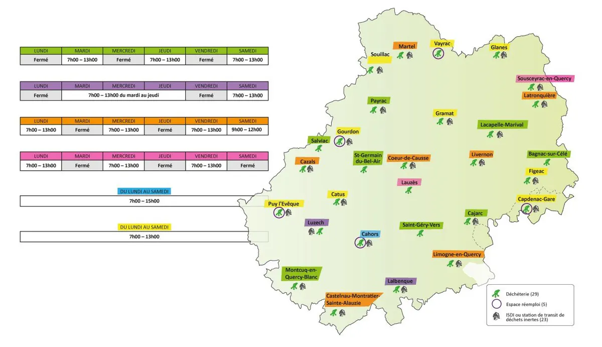 Horaires d'été dans les déchetteries du Lot