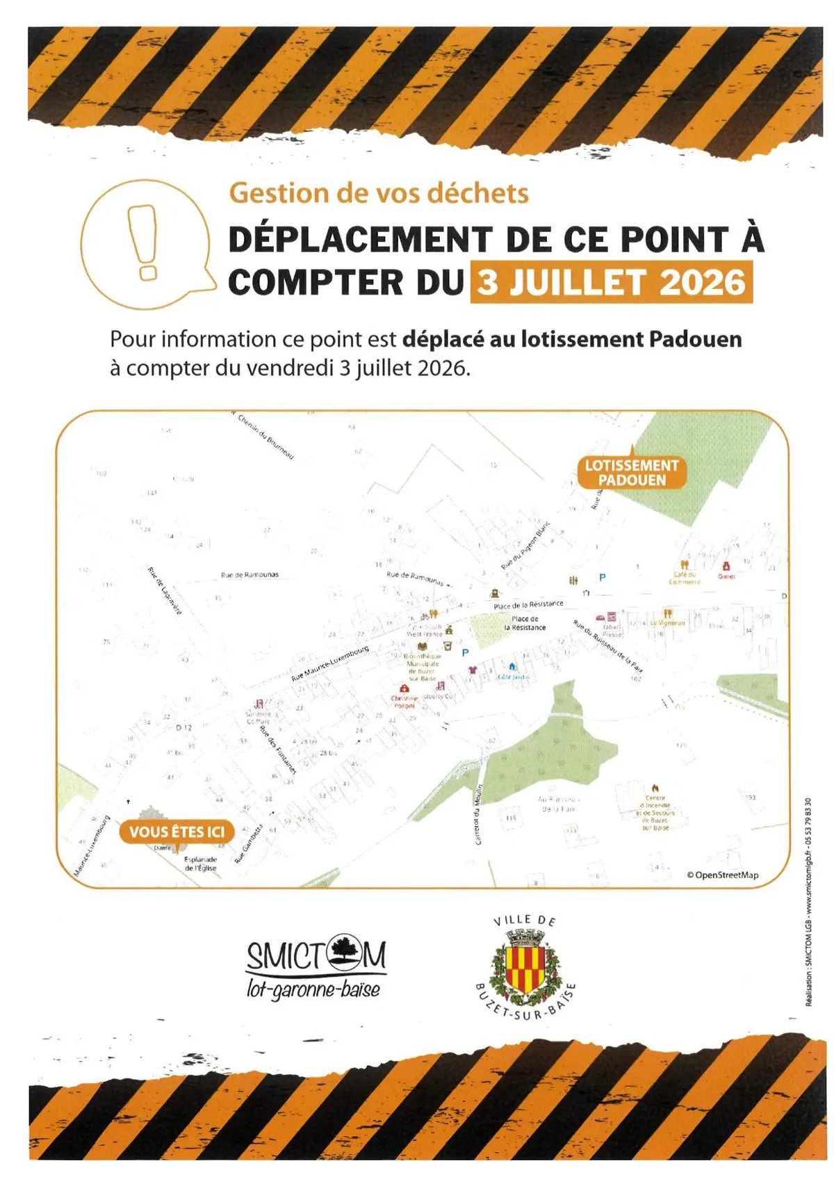 Gestion des déchets : déplacement point d'apport