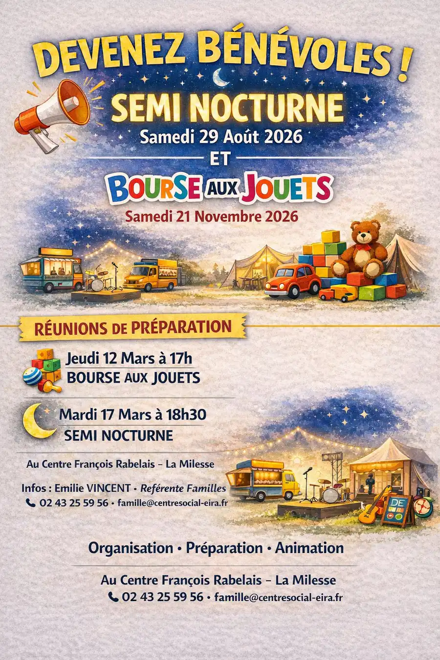 APPEL à BENEVOLES -  SEMI NOCTURNE de l'ANTONNIERE et BOURSE AUX JOUETS