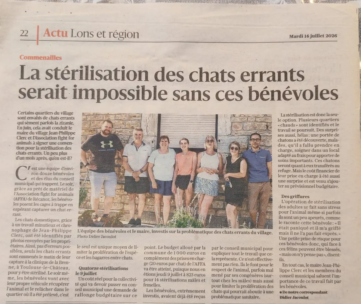 Suite de la campagne de stérilisation des chats errants