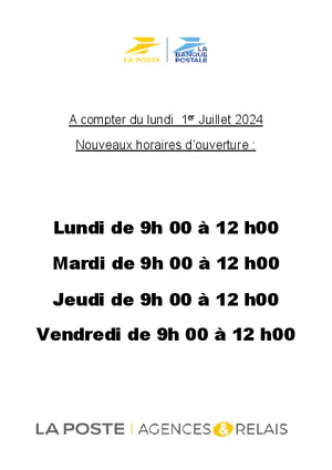Nouveaux horaires pour la Poste de Gramont en Juillet 2024