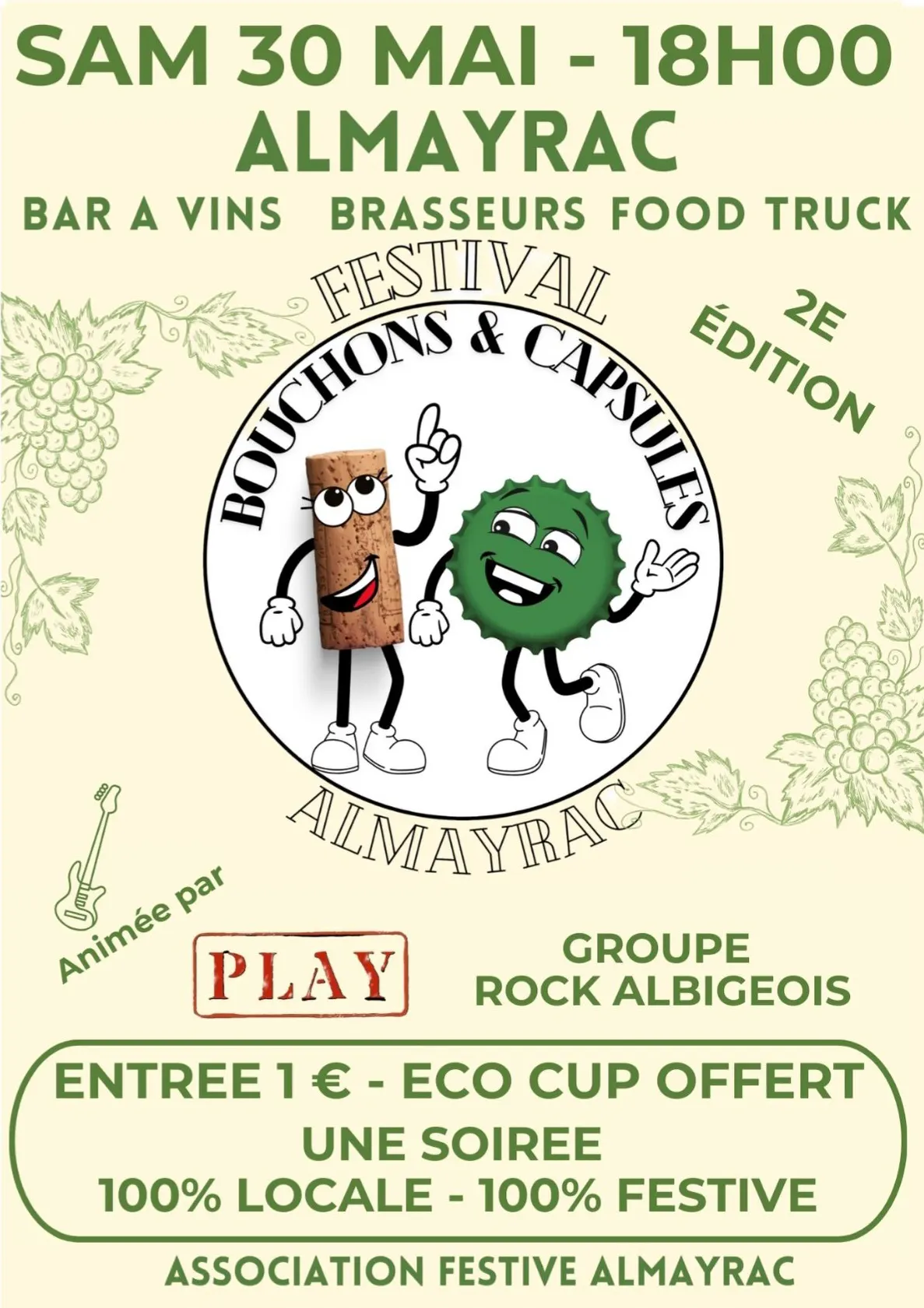 Festival  » Bouchons & Capsules » : samedi 30 mai 18h Almayrac