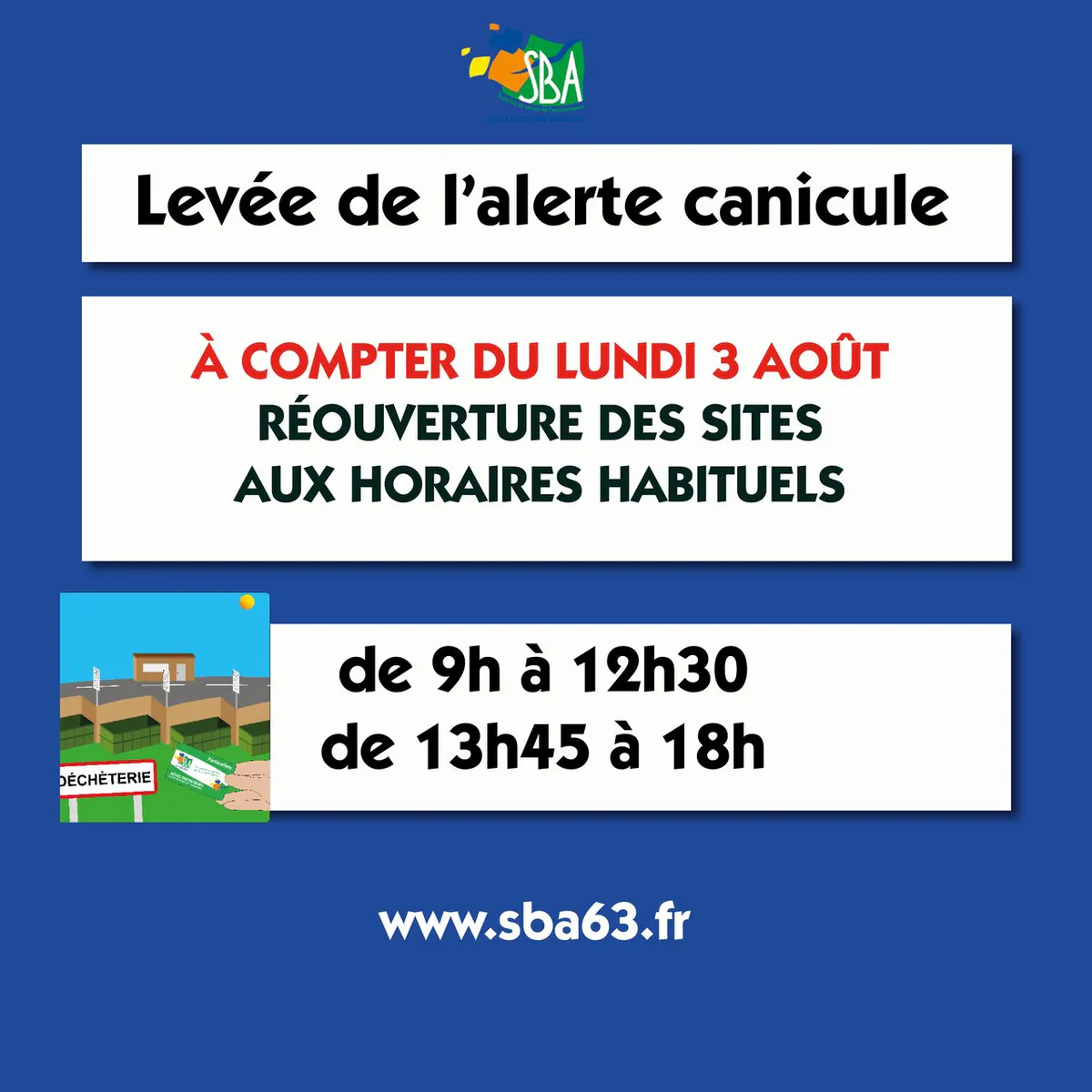 Levée de l'alerte canicule SBA