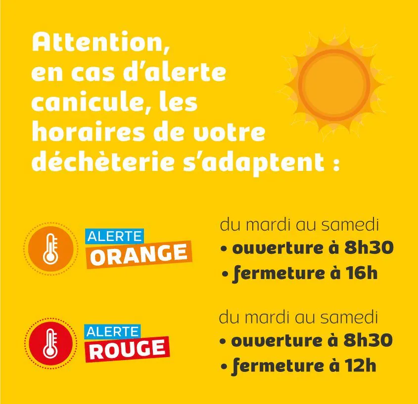 📢 SMICTOM : Canicule - adaptation des horaires des déchèteries 🌡️