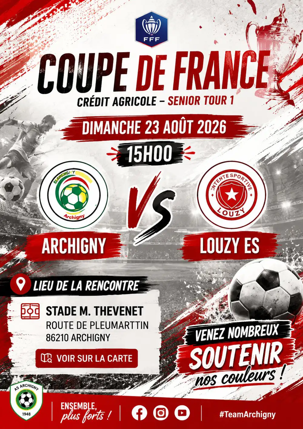 ⚽ Coupe de France – 1er tour : venez encourager l'AS Archigny !
